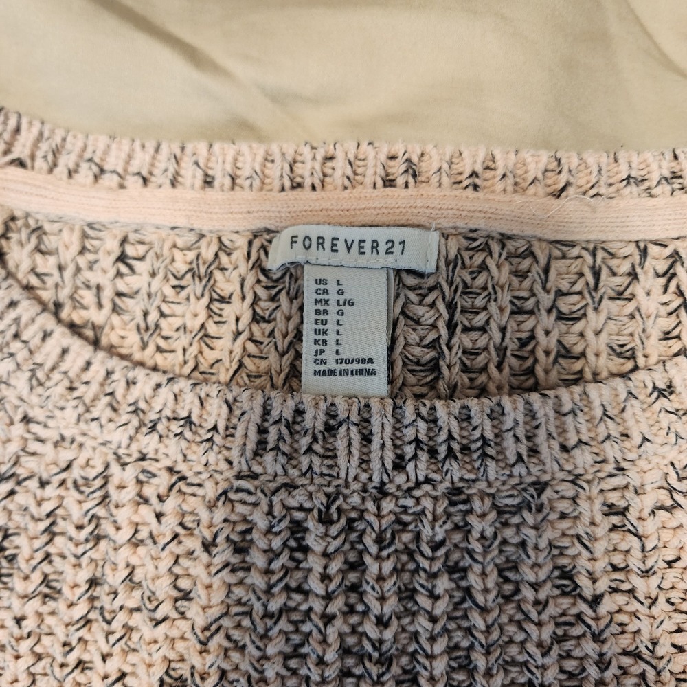 Forever 21 Marled Knit Crewneck Long Sleeve Pullover Sweater Pink Black Large - Picture 10 of 10